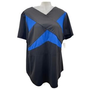 Game by Universal Standard Power‎ Move Black Blue Athletic T-Shirt Large / 2X